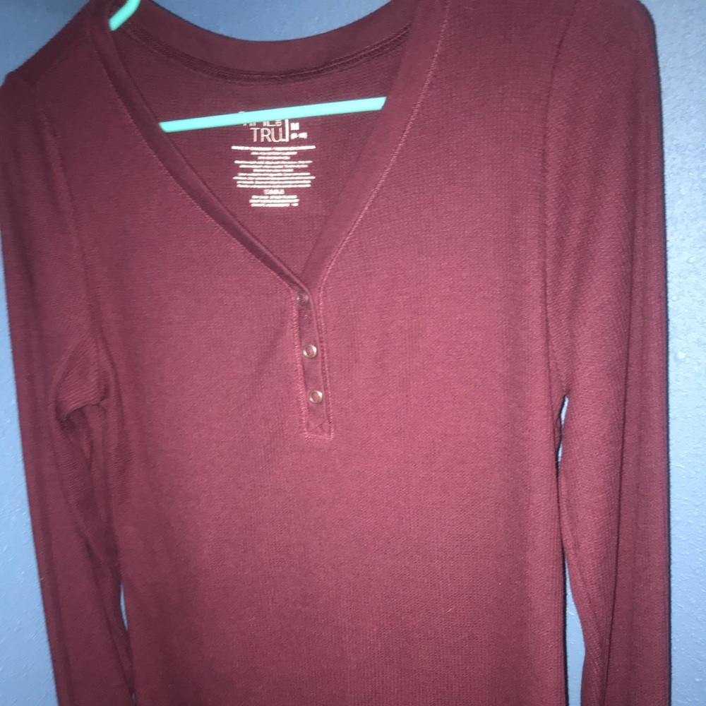 Maroon 1/3 button t shirt